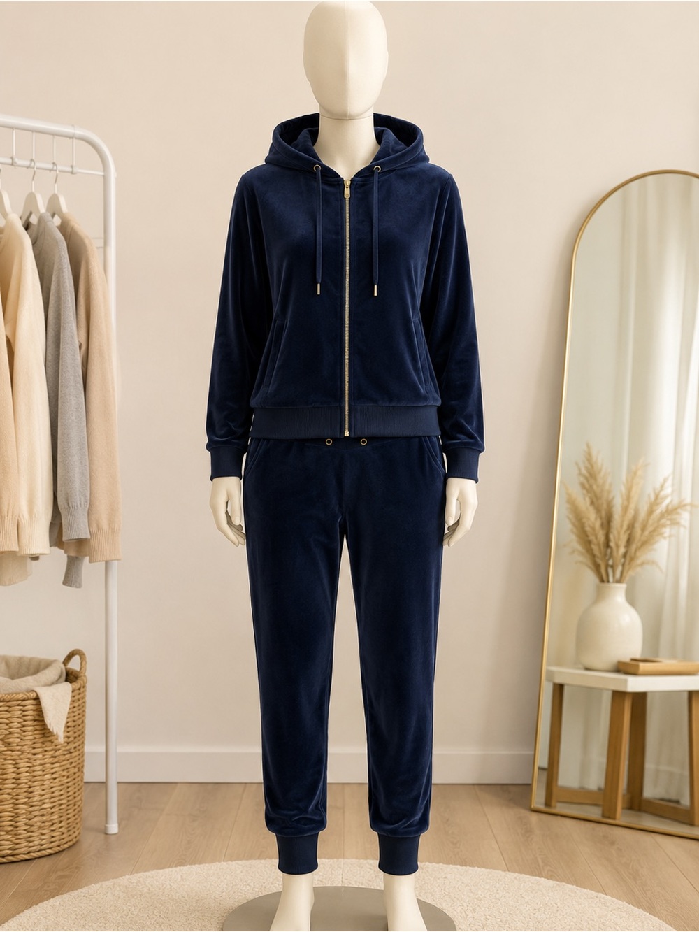 Women’s Navy Velour Tracksuit – Size L